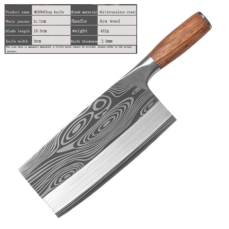 YUHS Traditional Handmade Forged Kitchen Knife Hammer Stainless Steel Chef's Chopper Cooking Knives Wooden Meat Slicer: product 5