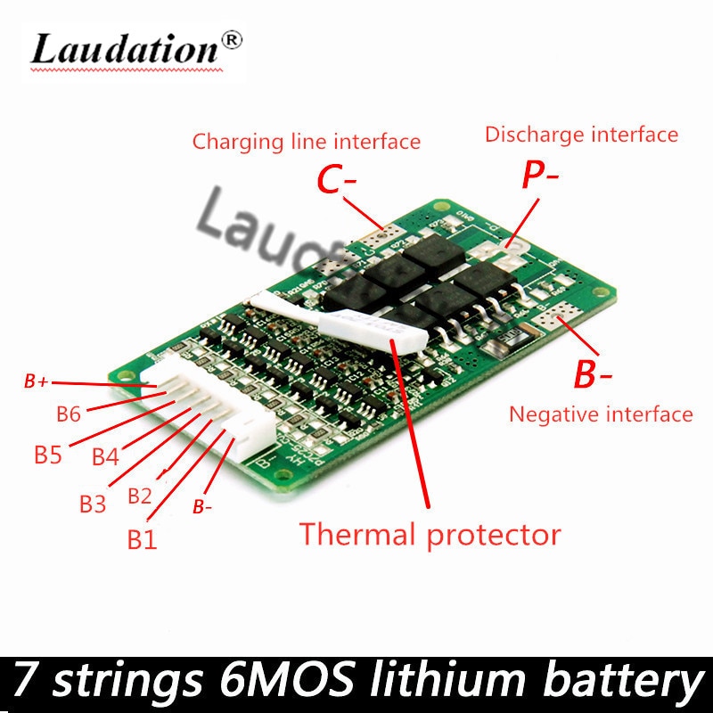 7S BMS 24V 15A 29.4V Lithium Battery BMS E-Bike with Balance Function 24 V 8Ah 10Ah 12 Ah Li-Ion Battery