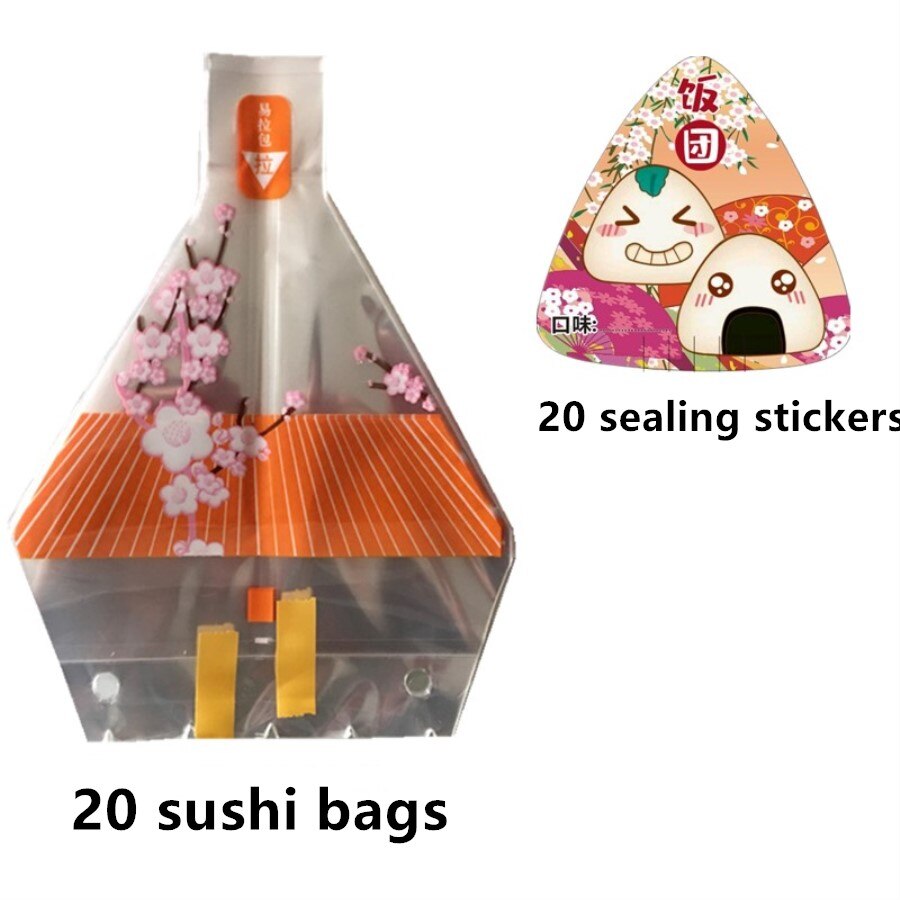 Moderigtig sushi taske ris kugle pakke taske anti-dug taske let rive sushi pakke taske 20 stk send klistermærker forskellige farver: Orange 20 grupper