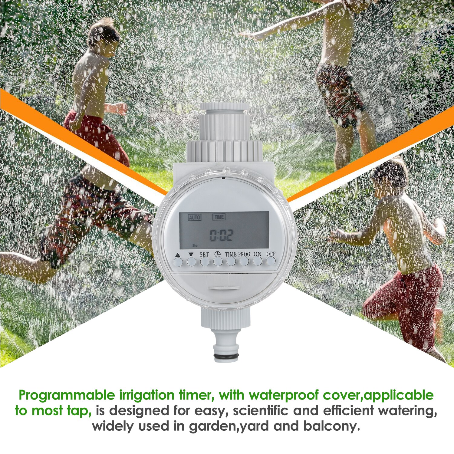 KKmoon Solar Powered Water Irrigation Timer Electronic Programmable Automatic Watering Controller LCD Display for Garden Lawn