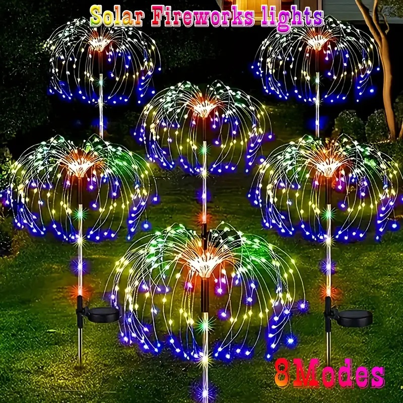 Luces LED solares de fuegos artificiales para decoración de jardín, luces de hadas impermeables para exteriores, lámpara de césped de diente de león para decoración de césped y jardín, 3/1 Uds.