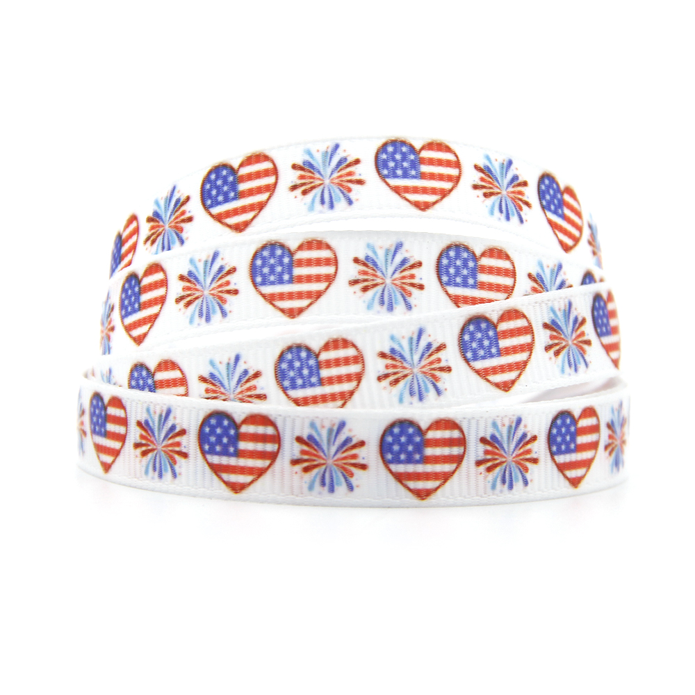 Festival Theme July 4th Celebrate Grosgrain Ribbon Polyester Ribbon 5 yards,DIY Handmade Materials For Crafts Wrap,5Yc9276: 1014330002