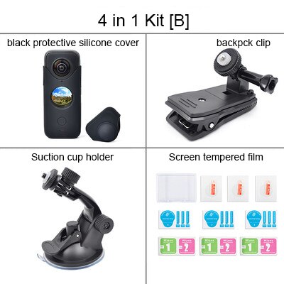 Futerał silikonowy pokrowiec ochronny obudowa ochronna pyłoszczelna czapka futerał do przechowywania folia ekranowa uchwyt do Insta360 One X2 X akcesoria: 4 in 1 kit B