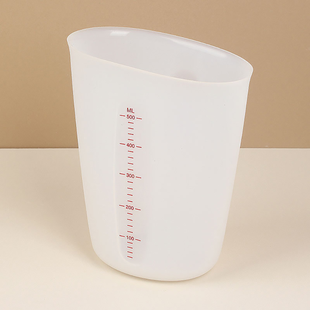 Tasse à mesurer en Silicone avec échelle, tasse à mesurer transparente, tasse à mesurer souple résistante à la chaleur, outil de cuisson 1 pièce: plum