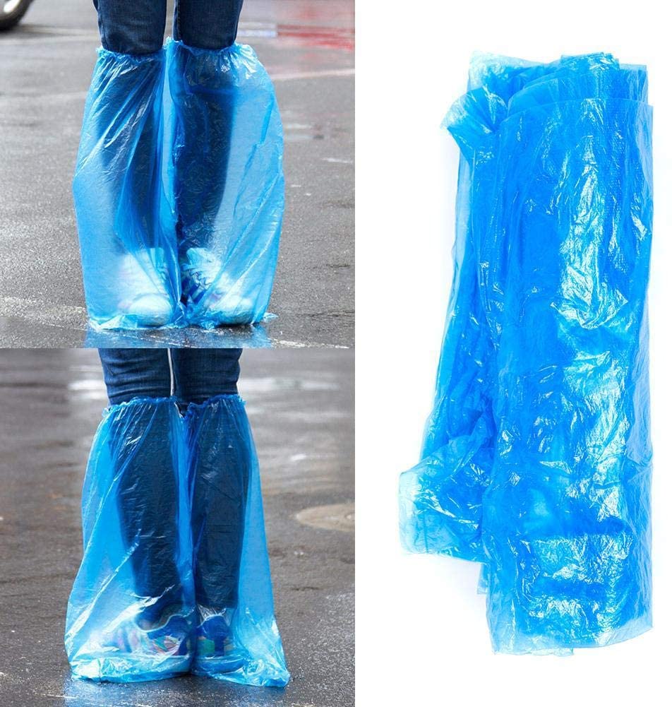 10 Pairs Disposable Boot Covers Waterproof Rain Shoe Covers Anti-Slip Long Shoes Covers