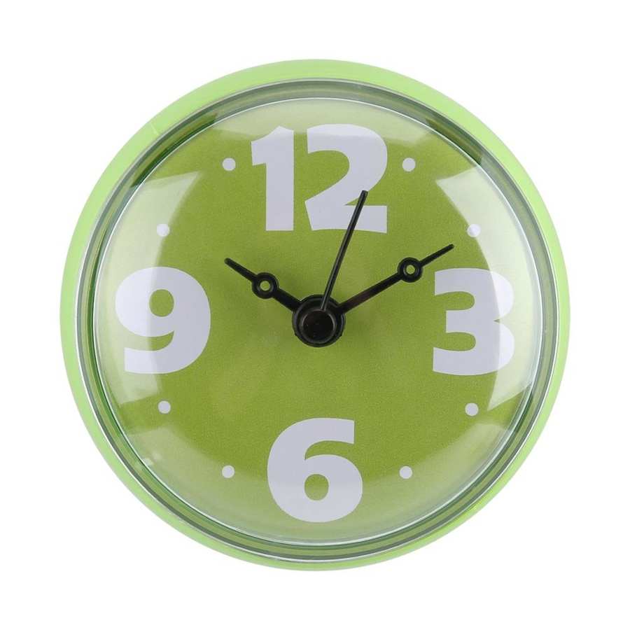 Horloge murale étanche, jolie minuterie, ventouse de douche, miroir mural de bain, horloge de cuisine, accessoires de salle de bains: green