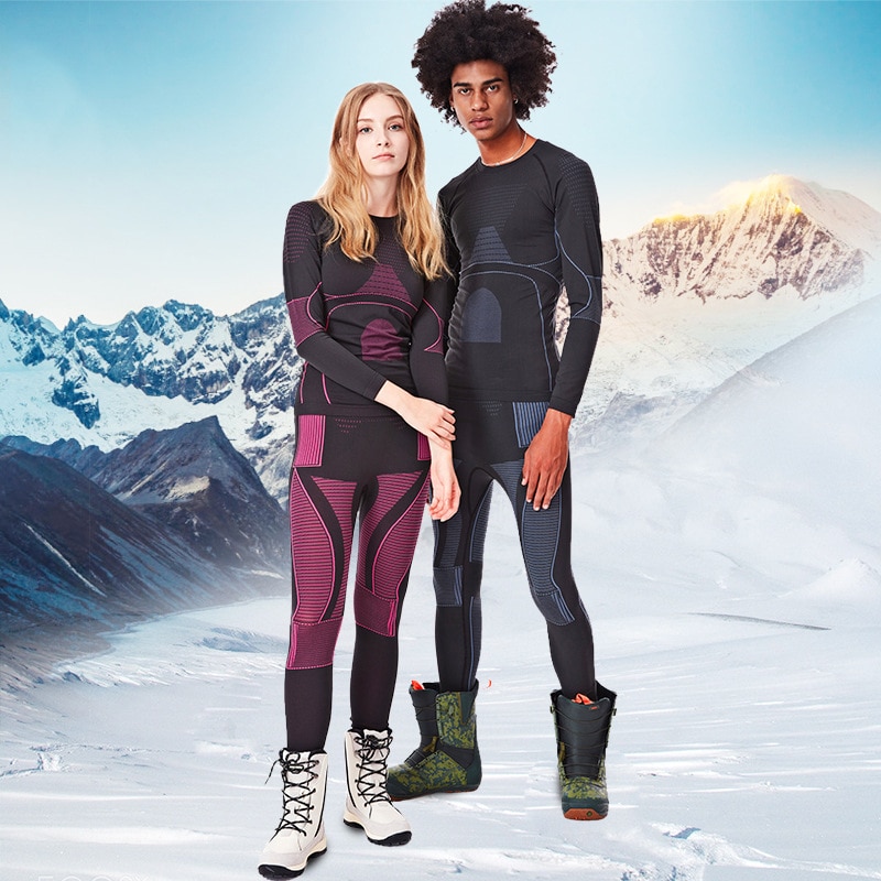Winter vrouwen Thermisch Ondergoed Sets T-shirt Broek Mannen Ondergoed Suits Sport Skiën Vrouw Panty Kleding Training Snowboad Set