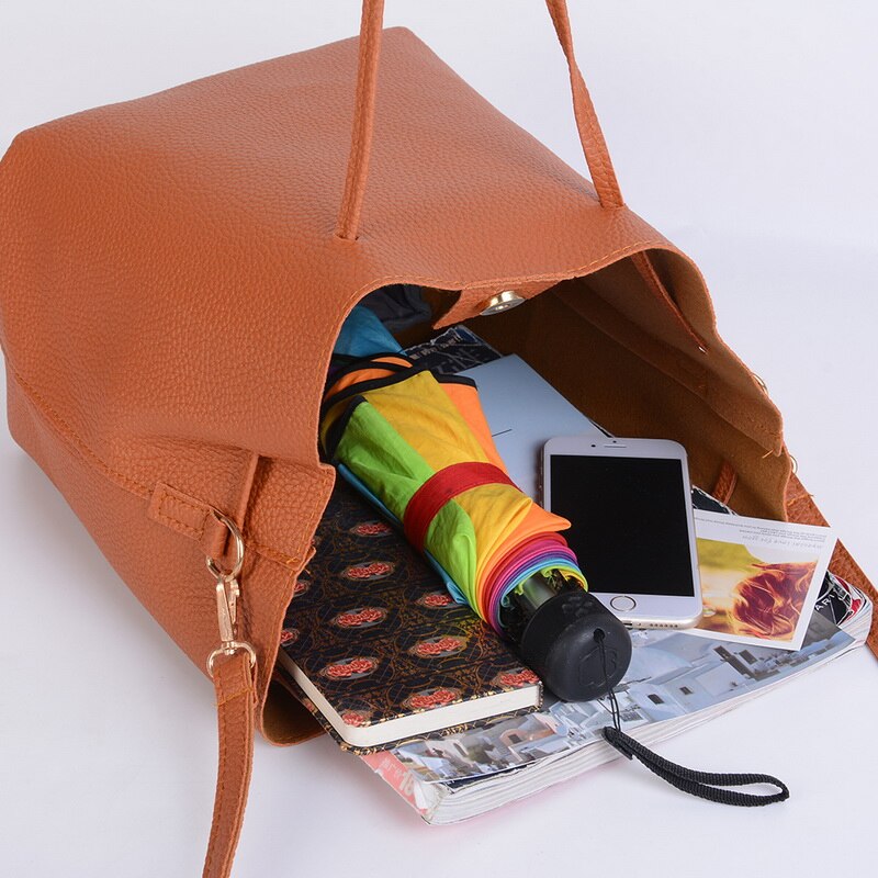 DIHOPE directe de 4 pièces ensemble femmes dame en cuir PU sac à main en Polyester sacs à bandoulière fourre-tout sac à main sacoche