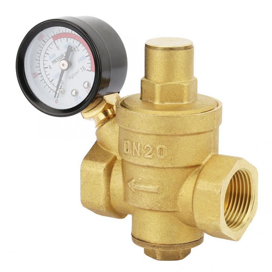 Adjustable Brass Water Pressure Regulator with Gauge Meter DN20