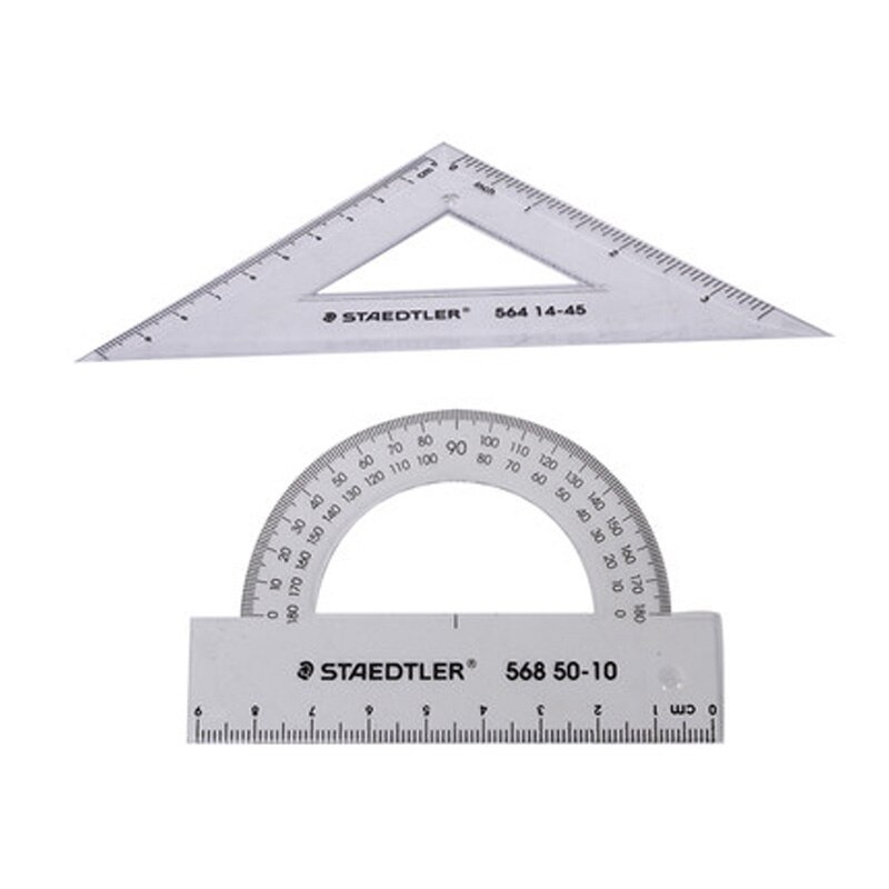 2 Pcs/Lot STAEDTLER 569 premium plastic math sets including Straight Ruler Triangular Ruler And Protractor Transparent Drafting