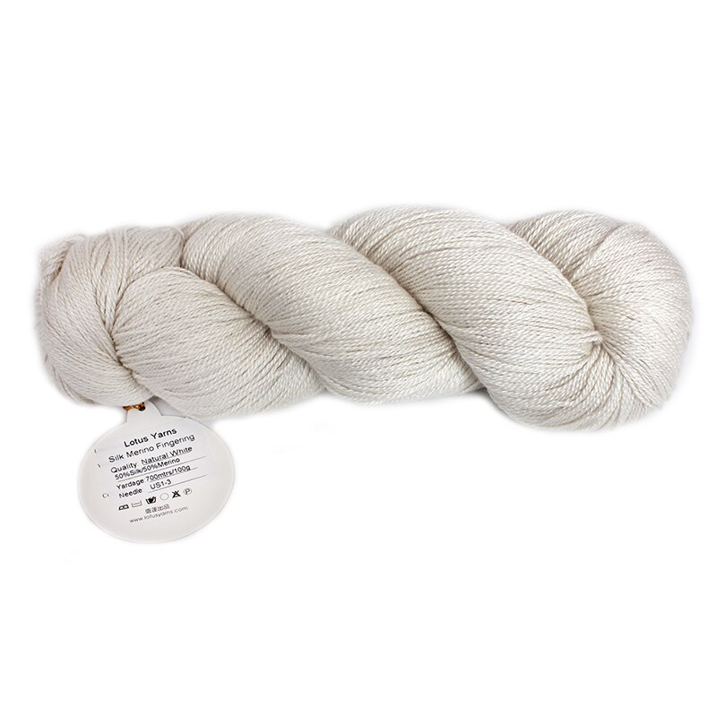 100g Silk Merino Yarn Fingering DK Weight Hand Knitting Crochet Undyed DIY Natural White Soft
