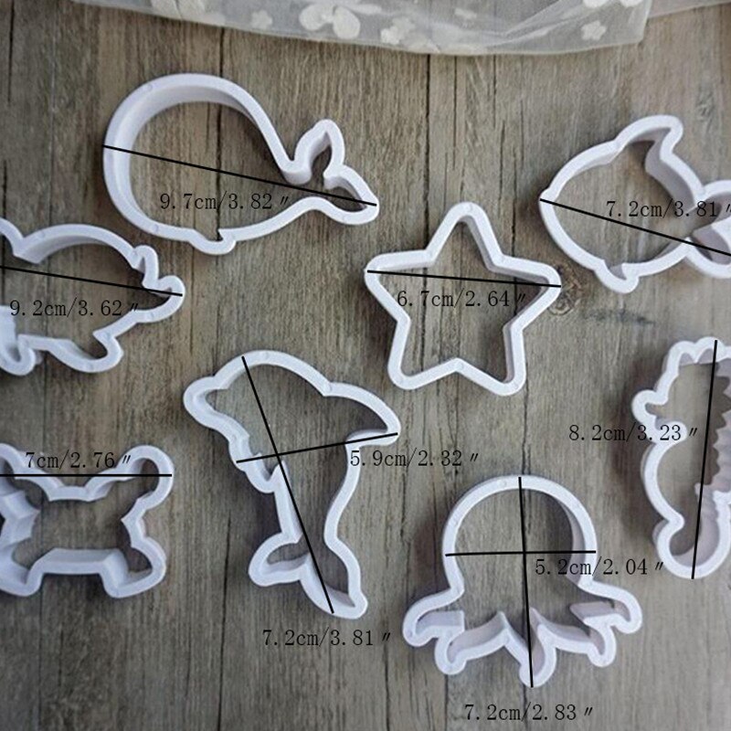 8 Stks/set Milieuvriendelijke Plastic Sea Creature Cookie Cutter Mini Biscuit Snijders Voor Kinderen Chocolade Biscuit Mold Decoratieve Tool: Default Title