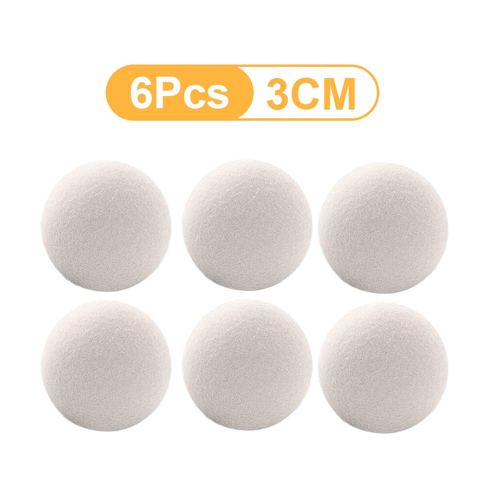 Herbruikbare Wol Droger Ballen Natuurlijke Stof Wasserij Bal 3/4/5Cm Thuis Wassen Ballen Wasmachine Accessoires wasdroger Tool: 6 Pcs 3cm