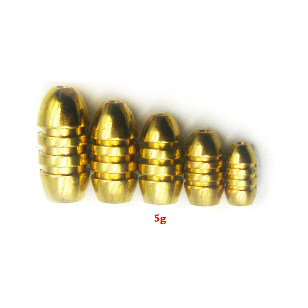 50pcs Weight Assorted Copper Lead Sinkers Kit 3.5/5/7/10g Bullet Shape Weights Fishing Tackle Bullet Sinker Combo Set: 5g Screw Thead