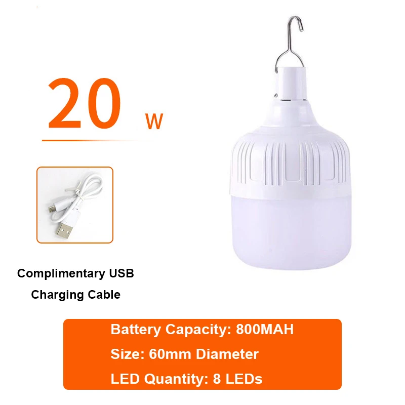 20W 40W 80W 100W Usb Oplaadbare Camping Led Nachtlampje Draagbare Outdoor Camping Lantaarnverlichting Met Haak Nood Led Lamp: 2.5W