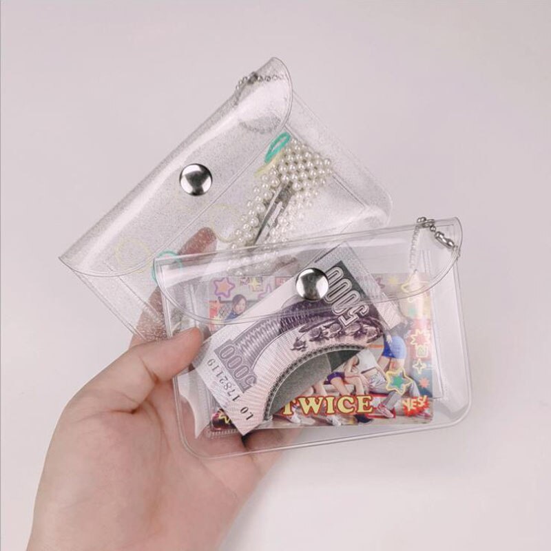 Glitter Transparante Waterdichte Pvc Vrouwen Card Case Visitekaarthouder Mannen Credit Card Bag Id Card Mini Wallet Meisjes Coin portemonnee