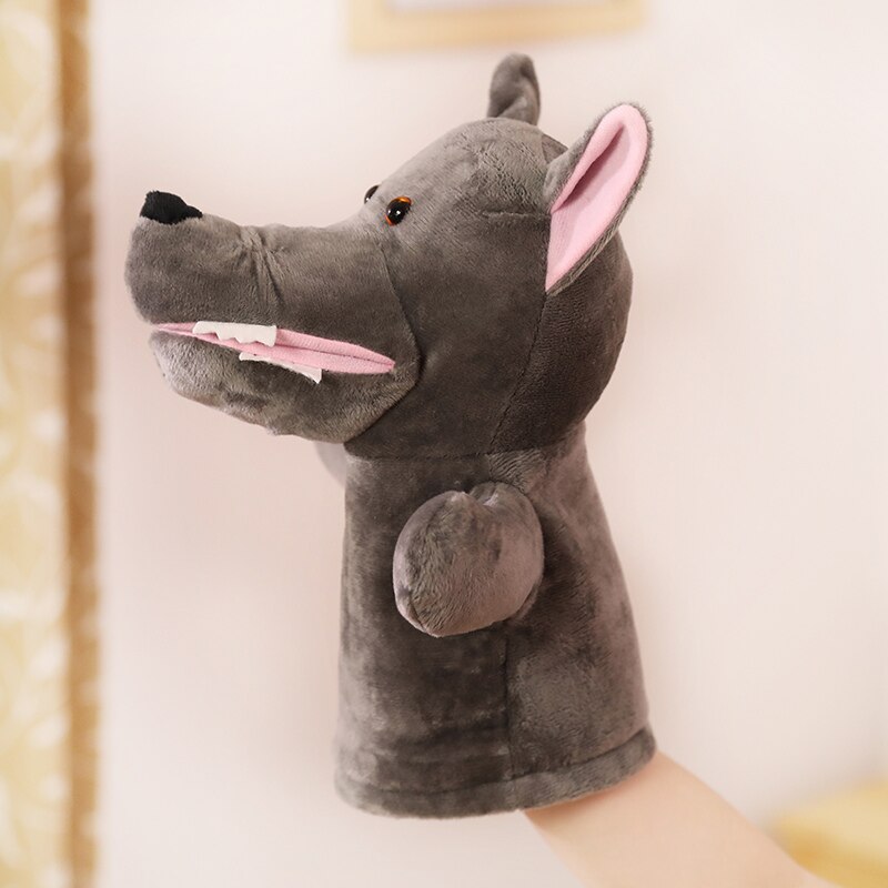 30cm søte kartongdyr frosk ulv hånddukke leker plysj dinosaurdukker kawaii dukke til baby låve bursdag til låve