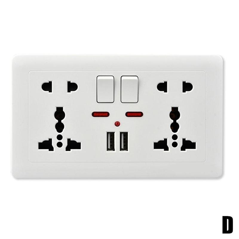 13a britisk stikkontakt usb-havn veggadapter adapter dobbeltveis gullkontakt stikkontakt 2 hvit stikkontakt til vegg universell: D