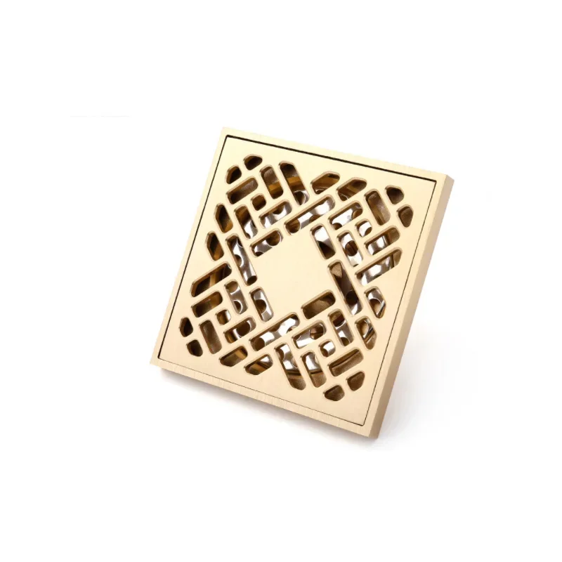 Desagüe de suelo dorado de 10x10cm, drenaje grueso de latón para prevención de olores, ducha, baño, balcón, lavadora, desagüe de suelo: Azul