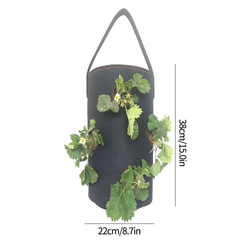 Vilt Plant Grow Bag Aardappel Grow Bag Met Handvat Opknoping Plant Pot Voor Groente Fruit Tuin Yard Planten Potten Saco de Cultivo: Black with 8 holes