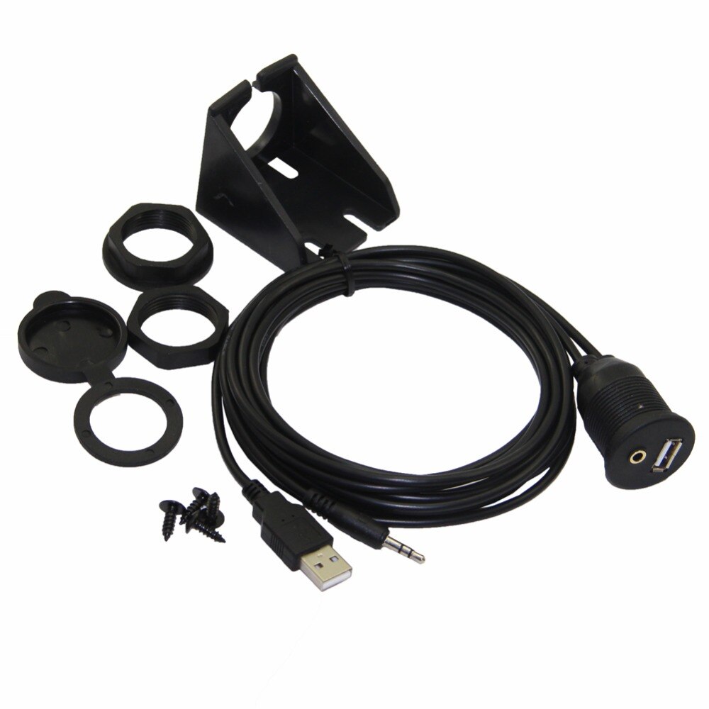 Bochara Usb Inbouw Panel Usb 2.0 Usb 3.0 3.5Mm Extension Dashboard Kabel Voor Auto Motorfiets
