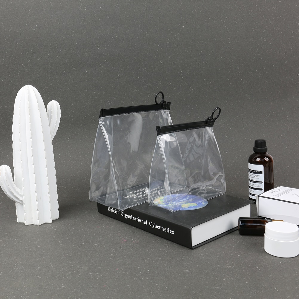 Delicate Travel Transparent Cosmetic Storage Bags Classic Texture Chic Waterproof Makeup Zipper Clutch Pouch