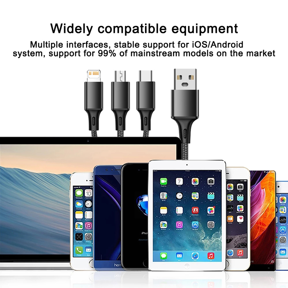 3 In 1 Micro Usb Type C Lader Kabel Multi Usb-poort Meerdere Usb Oplaadsnoer Usbc Mobiele telefoon Draad Voor Samsung S10