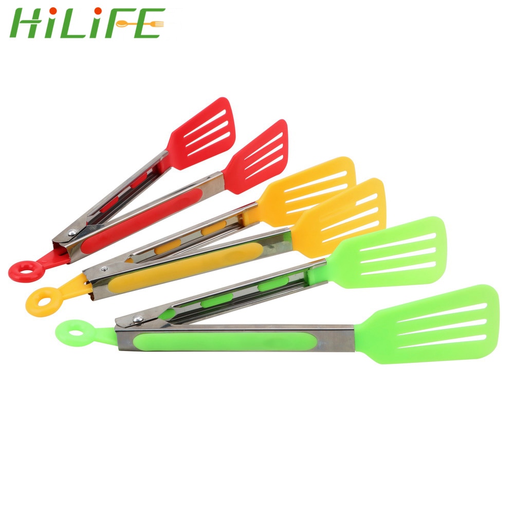 Hilife Salade Serveren Bbq Tang Non-stick Keuken Tang Siliconen Pizza Brood Steak Clip Rvs Handvat Gebruiksvoorwerp