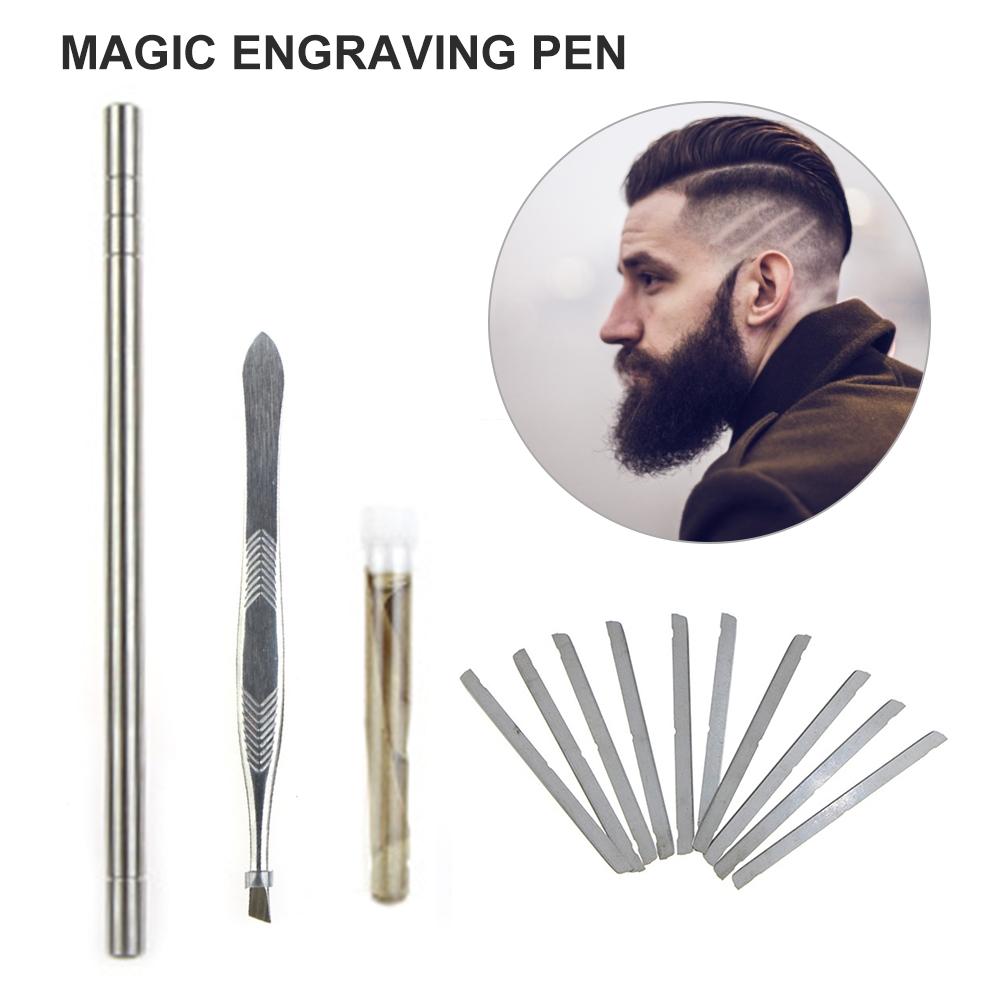 Ciseaux de gravure magique professionnelle pour cheveux et barbe, stylo de sculpture pour sourcils, tatouage, barbier, ciseaux de coiffure, huile pour sourcils, sculpture de tête