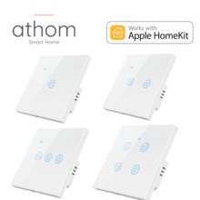 ATHOM Homekit No Neutral Needed WiFi EU Standard Smart Switch Touch Key Siri Voice Control