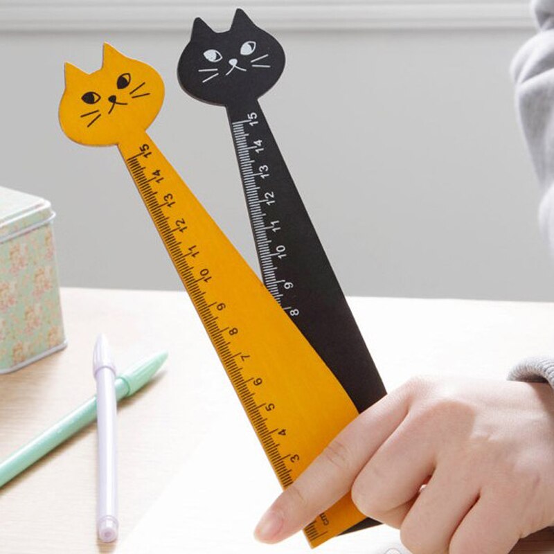 2pcs 15cm Cartoon Cat Rulers Kawaii Stationery Novelty Kids Measuring Drawing Tool Cute Student School Stationery
