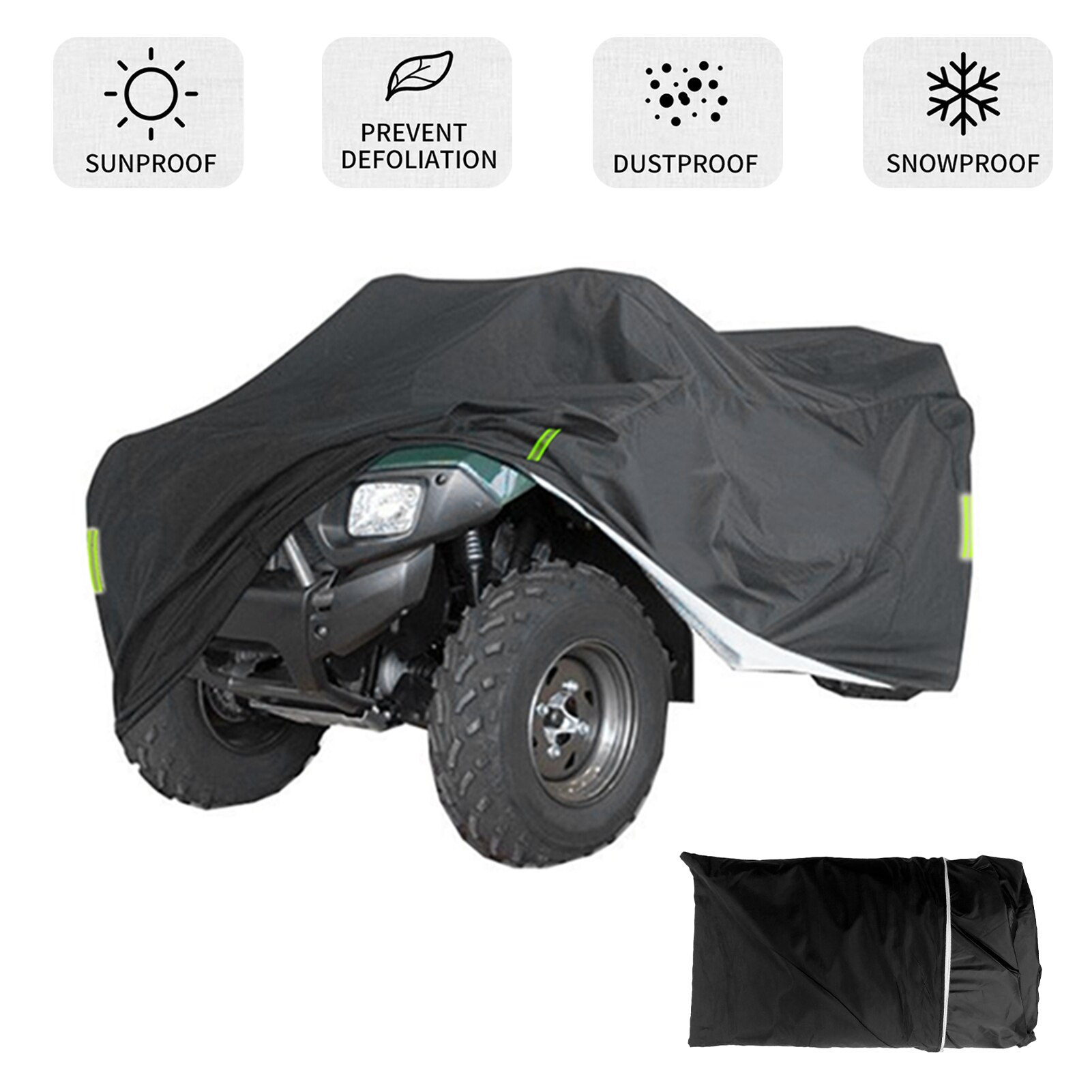 Heavy Duty ATV ATC Cover 190T Rain Waterproof Dustproof Anti-UV Ripstop Beach Vehicle Outdoor Protector Night Reflective Strip