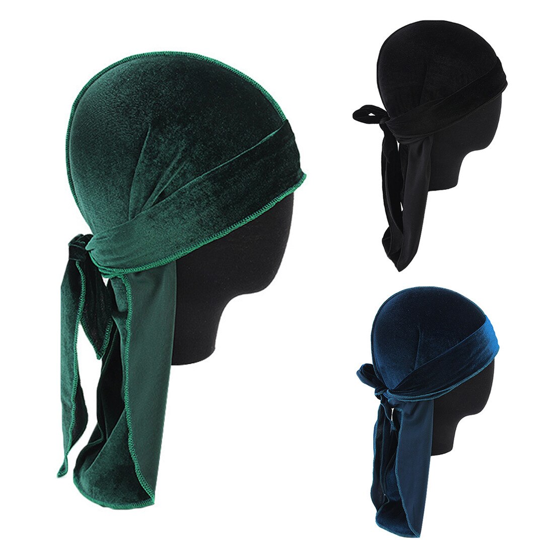 DIHOPE longue queue soyeuse écharpe musulmane Doo chiffon Pirate chapeau Durag chimio casquette crâne chapeau Turban bandeau cheveux Bandanas 12 couleurs pour choisir