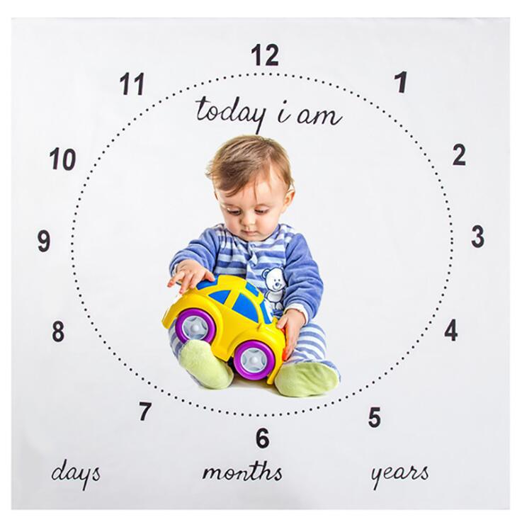 Baby baby milepæl teppe foto fotografering prop tepper bakgrunn klut kalender bebe gutt jente foto tilbehør 100 x 100cm: Ef -13