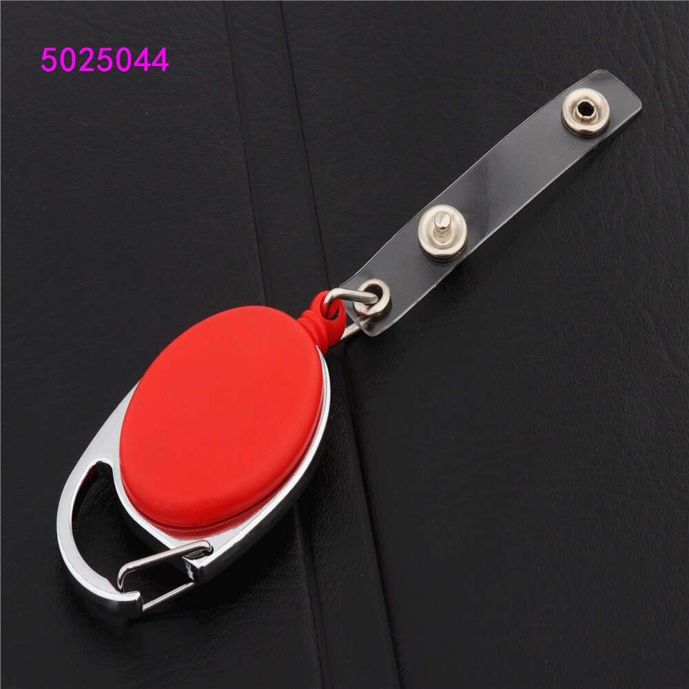 Retractable Pull Badge Reel Zinc Alloy Plastic ID Lanyard Name Tag Card Badge Holder Reels Key Ring Chain Clips: Red