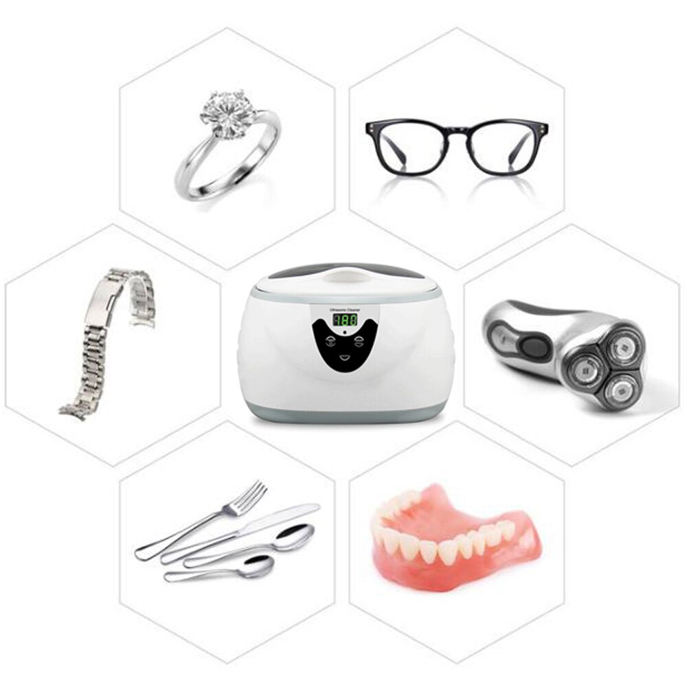 Ultrasonic Jewelry Cleaner Portable Ultrasonic Cleaning Machine with Digital Timer for Jewelry, Sunglasses, Watches, Dentures et