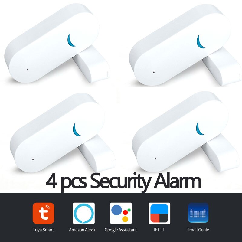 Home Smart Door Alarm/Tuya WiFi Window Door Sensor Door Open Closed Detectors WiFi App Notification Alert Security Alarm System: 4pcs