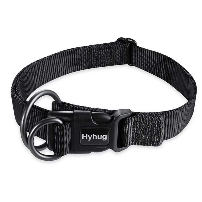 Collier pour chien robuste en Nylon, réglable, boucle pour chien, pour grands, moyens et petits chiots Husky, fournitures S/M/L HY138: Black / S 1.5cm27-47cm