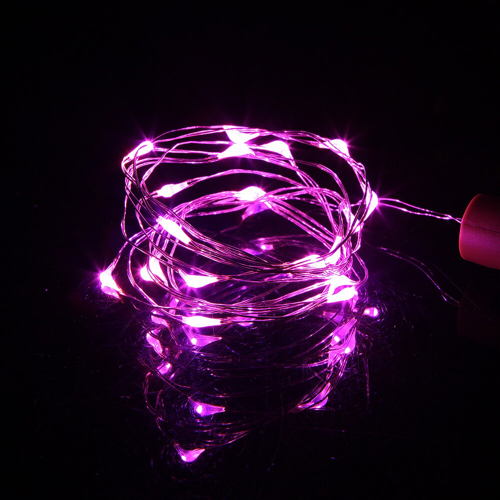 Battery Powered 20pcs/lot 2M 20LED Decorative lamp Wine Bottle Stopper Light Cork Shaped for Party Wedding Bedroom Home: Pink