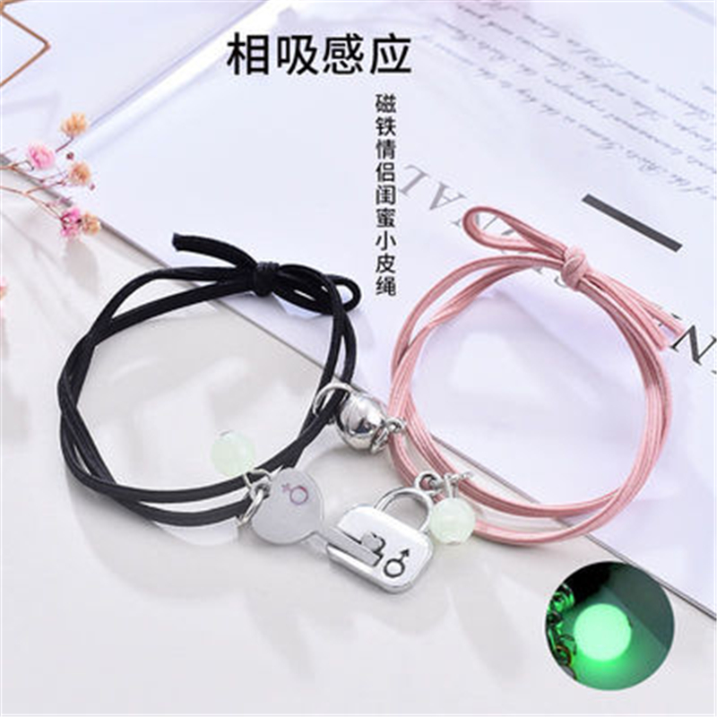 2023 Bracciale luminoso gatto stella luna coppia fascino fatto a mano corda regolabile braccialetto amico abbinato amore infinito gioielli regali: Oro-colore