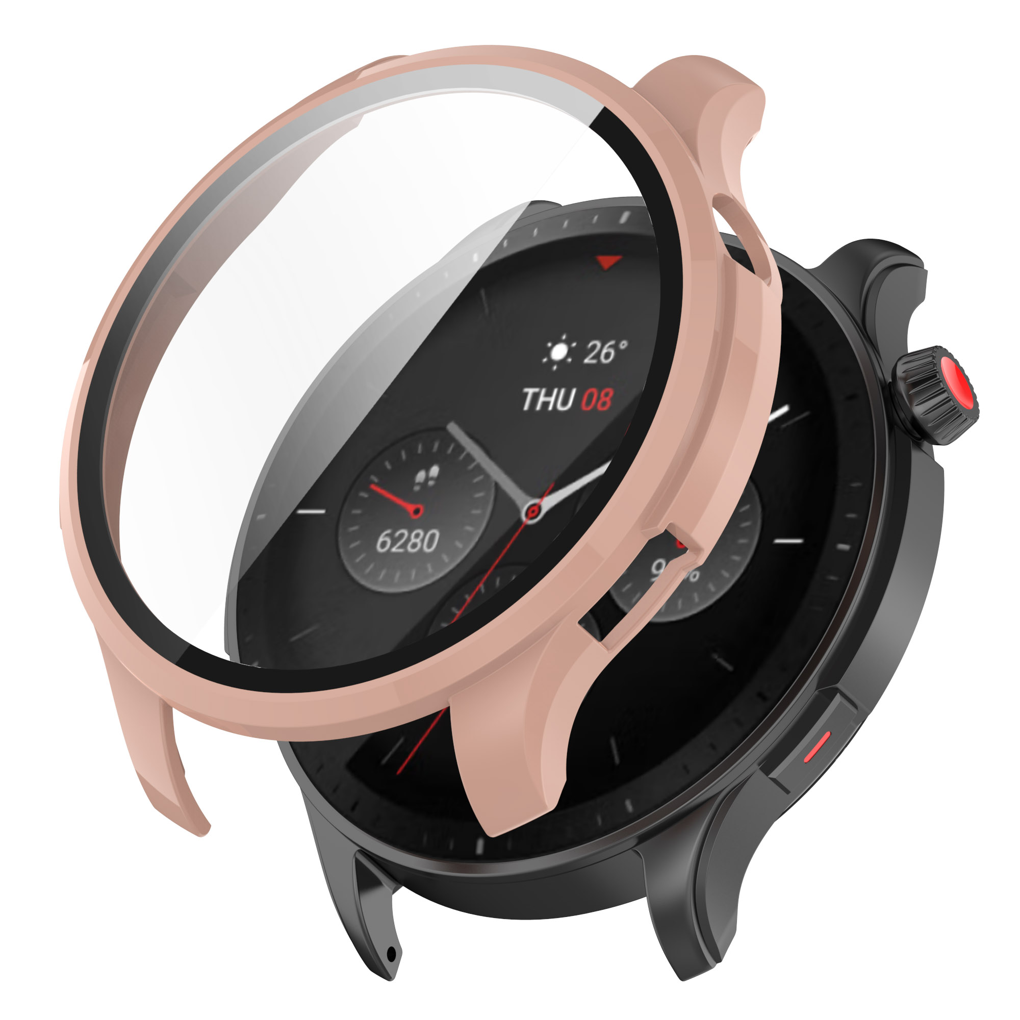 Gehärtetem Glas Bildschirm Schutz Für Xiaomi Amazfit GTR 4 Smartwatch Schutzhülle Für Huami Amazfit GTR 4 fallen Stoßstange Hülse: Rosa