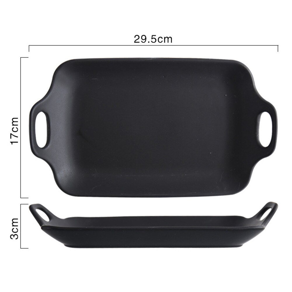Ins Nordic Ceramic Storage Tray with Handle European Chic Rectangle Dessert Fruit Salad Food Kitchen Storage Plate Table Decor