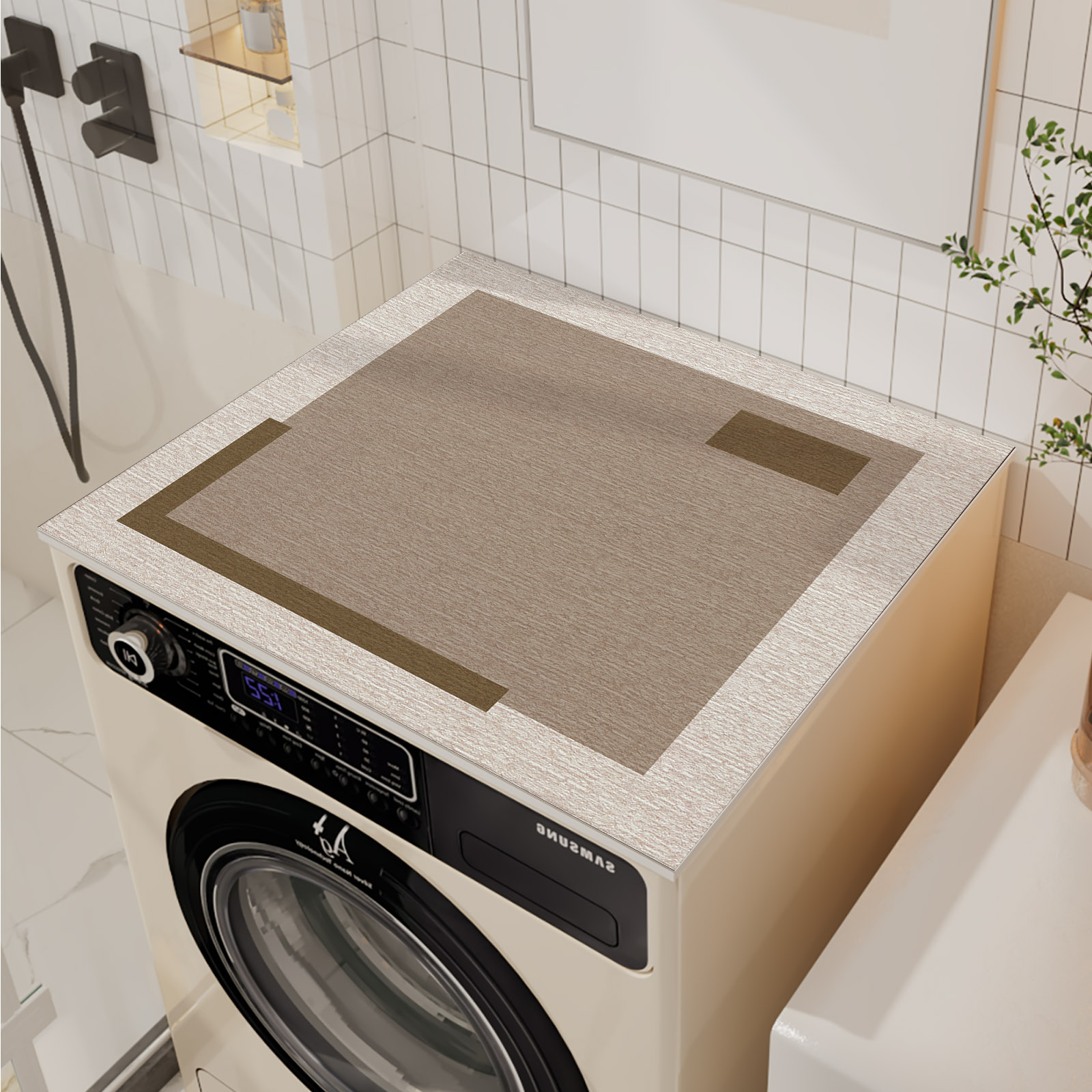 Retro Washing Machine Cover Mat Cabinet Fridge Top Dust ProtectorDrain Pad Kitchen Dish Dry Mat Microwave Oven Cover: Dark Khaki