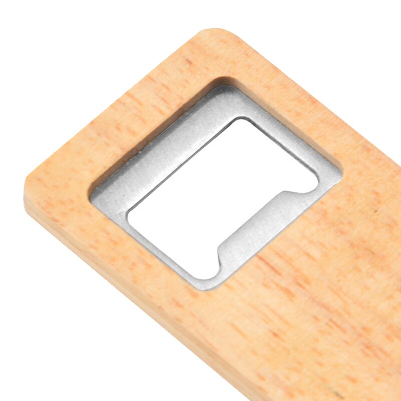 8 Pack Wood Beer Bottle Opener Wooden Handle Corkscrew Stainless Steel Square Openers Bar Kitchen Accessories Party