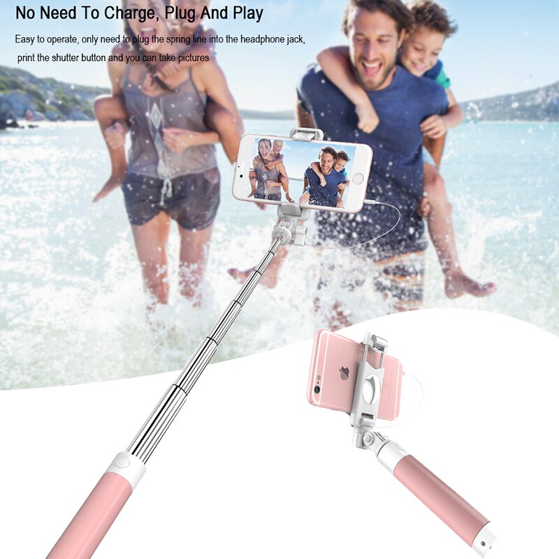 RAXFLY Wired Selfie Stick Voor iPhone 6 6 s Plus 5 s SE Opvouwbare Statief Spiegel Selfie Stick Voor Samsung huawei Android Mobiele Telefoon