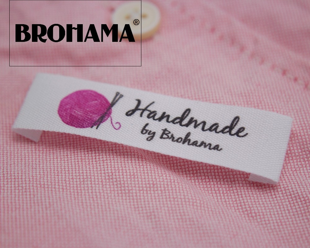 Sewing labels / custom brand labels, Hand knitting, clothing labels, fabric 100% cotton, printing (MD0515)