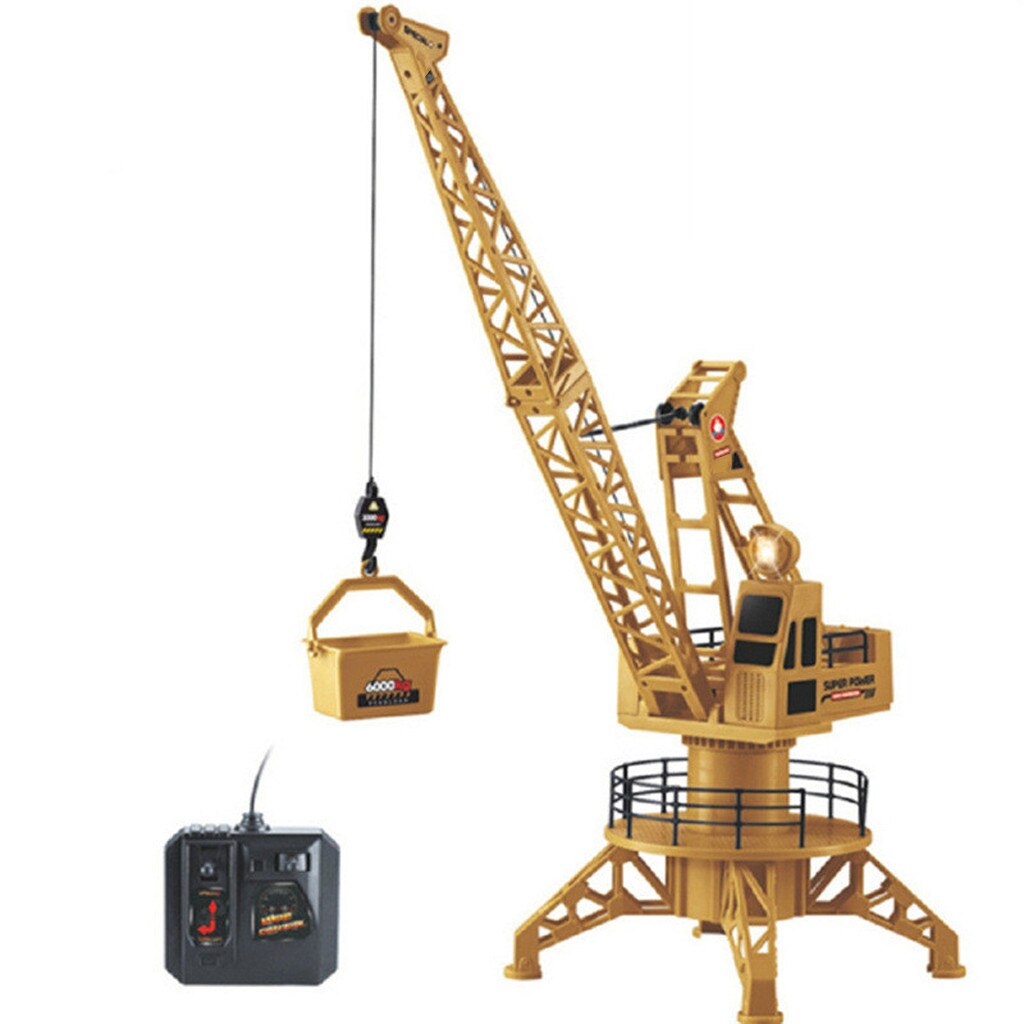 Grue télécommandée à 6 canaux pour enfant, Radio Rc pour garçon, modèle de camion de Construction, jouet de grue avec lumière: Default Title