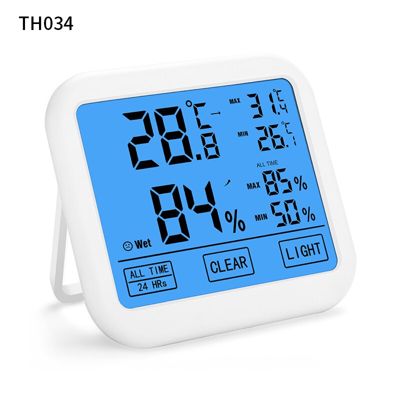 Junejour Large Screen LED Display Temperature Humidity Meteorological Station Thermometer Home Baby Room Temperature Thermometer: TH034