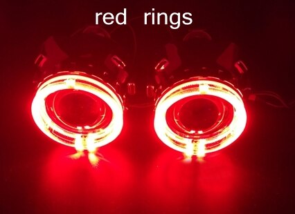 3.0 2.5 inch Hid Bixenon Projector Lens Led Angel Eyes Shrouds Kit Bluetooth APP Control RGB LED Angel Eyes Color-changing Mask: 2.5 red rings