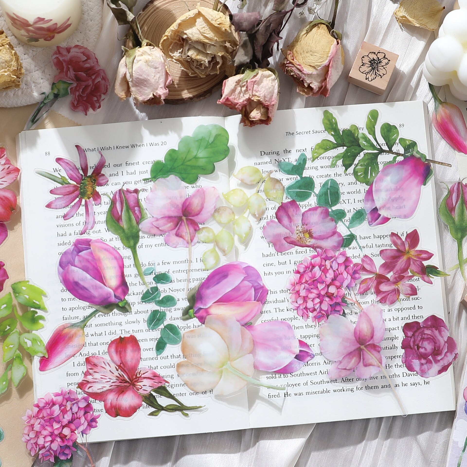20 sztuk kwiaty kwitną serii papierowy materiał dekoracyjne naklejki papier robić scrapbookingu estetyczne Sationery DIY notatki kolaż